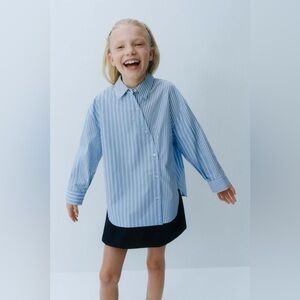 NWT ZARA GIRL CONTRAST STRIPE SHIRT